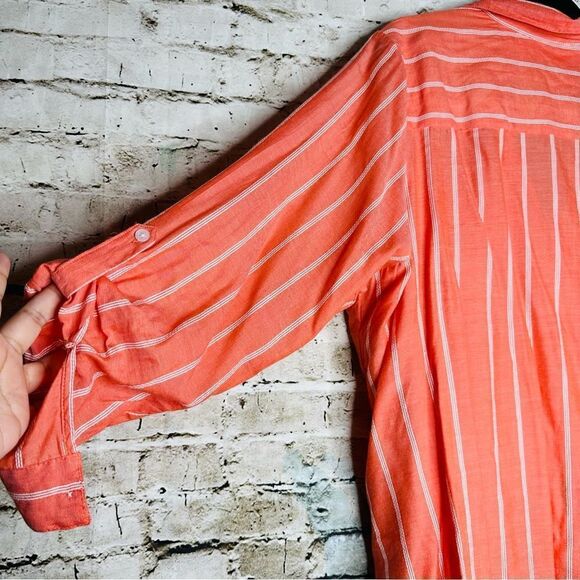 Millenium Striped Button Down Bright Top Plus 2X - Picture 3 of 8